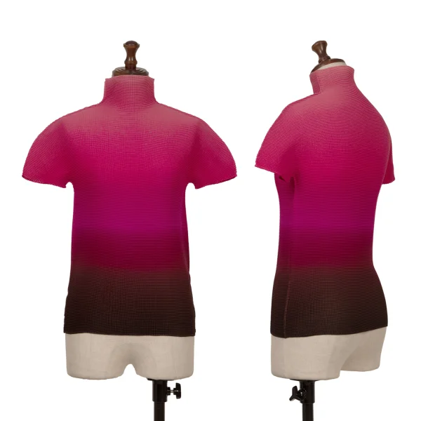 ISSEY MIYAKE me Gradation Stretch Pleats High-neck T-shirt Pink F K-161745_001