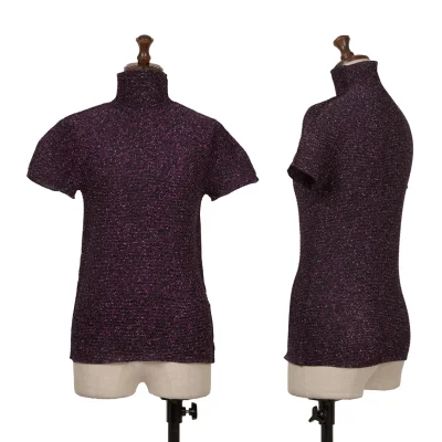 ISSEY MIYAKE me Marble Print Stretch Pleats High-neck T-shirt