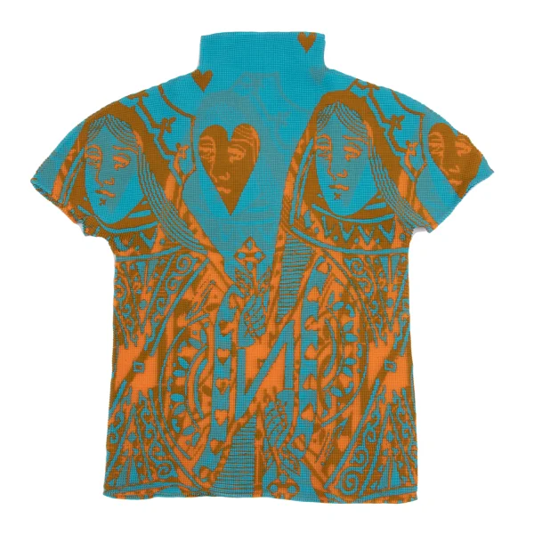 Unbranded Queen Printed Stretch Pleats High Neck T-shirt K-161749_002