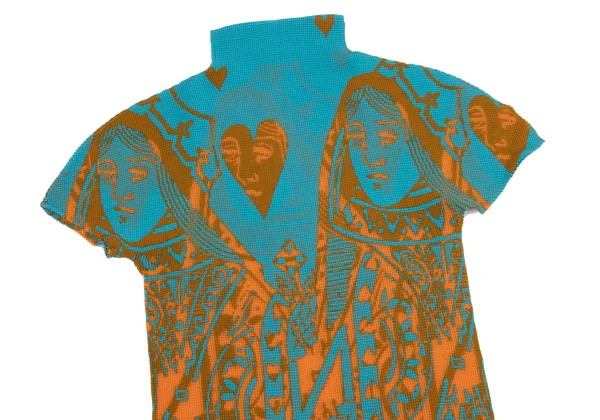 Unbranded Queen Printed Stretch Pleats High Neck T-shirt K-161749_003