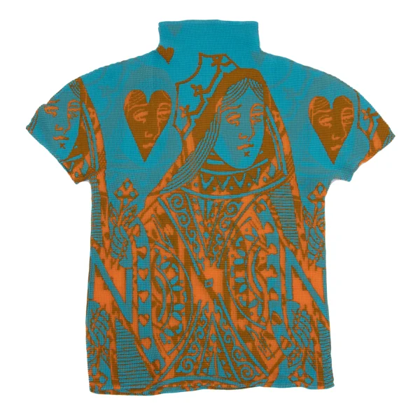 Unbranded Queen Printed Stretch Pleats High Neck T-shirt K-161749_008