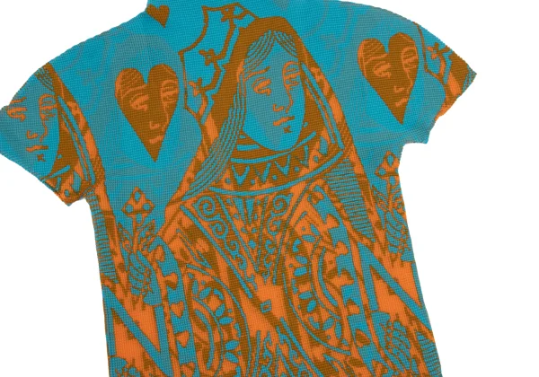 Unbranded Queen Printed Stretch Pleats High Neck T-shirt K-161749_009