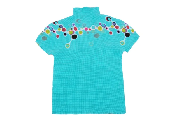 ISSEY MIYAKE me Colorful Dot Printed Stretch Pleats High Neck T-shirt K-161750_009