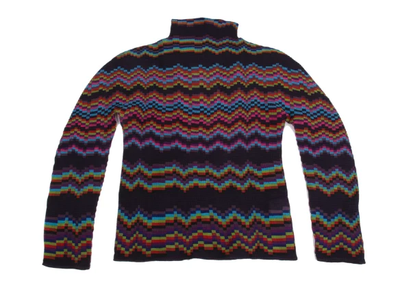 ISSEY MIYAKE me Colorful Wave Printed Stretch Pleats High Neck T-shirt K-161754_002