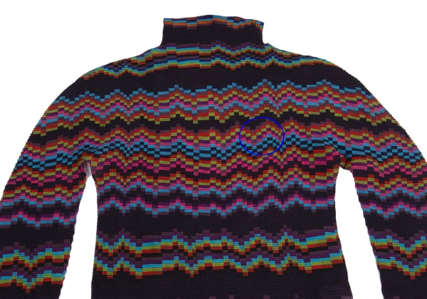 ISSEY MIYAKE me Colorful Wave Printed Stretch Pleats High Neck T-shirt K-161754_003