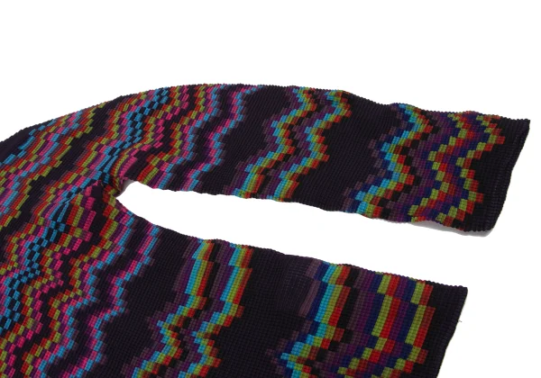 ISSEY MIYAKE me Colorful Wave Printed Stretch Pleats High Neck T-shirt K-161754_006