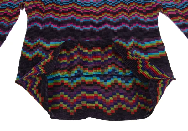 ISSEY MIYAKE me Colorful Wave Printed Stretch Pleats High Neck T-shirt K-161754_010