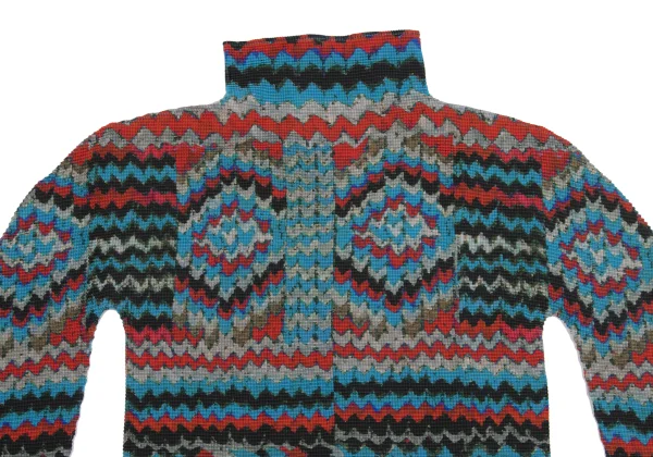ISSEY MIYAKE me Random Wave Printed Stretch Pleated High Neck T-shirt K-161755_003