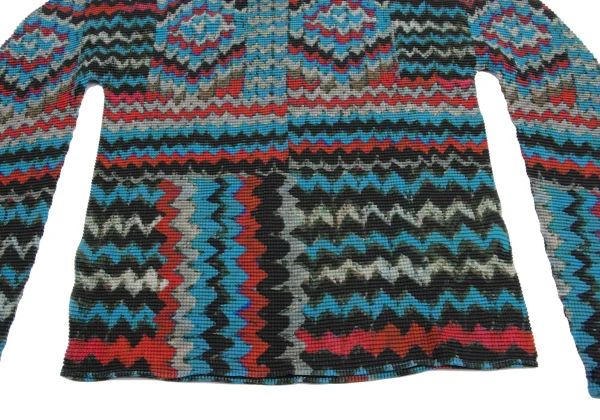ISSEY MIYAKE me Random Wave Printed Stretch Pleated High Neck T-shirt K-161755_007