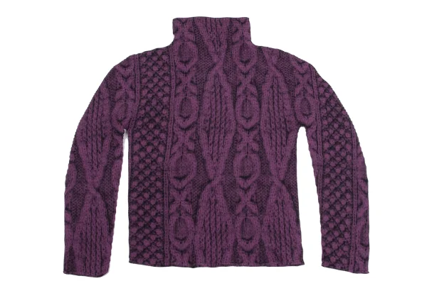 ISSEY MIYAKE me Cable Knit Printed Stretch Pleats High Neck T-shirt K-161759_002