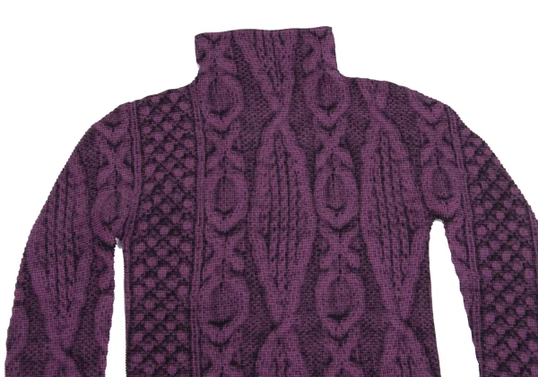 ISSEY MIYAKE me Cable Knit Printed Stretch Pleats High Neck T-shirt K-161759_003