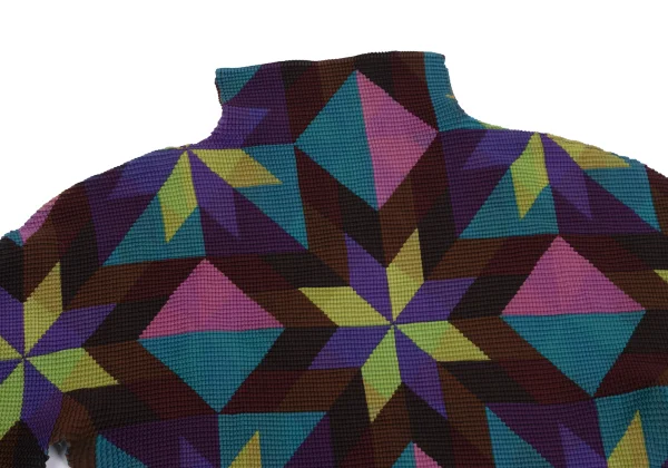 ISSEY MIYAKE me Geometric Print Stretch Pleats High-neck Top K-161760_003