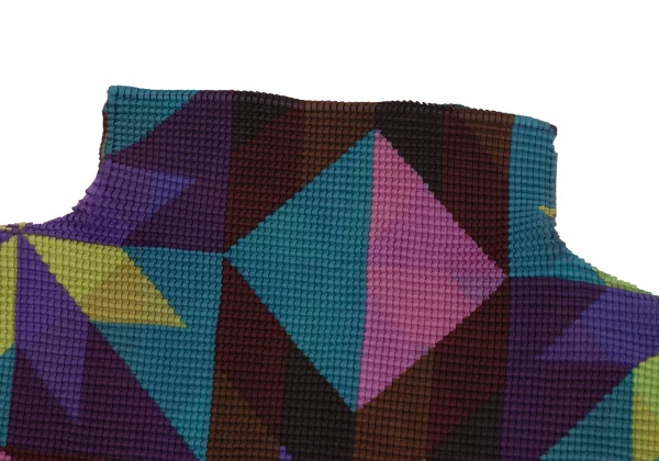 ISSEY MIYAKE me Geometric Print Stretch Pleats High-neck Top K-161760_004
