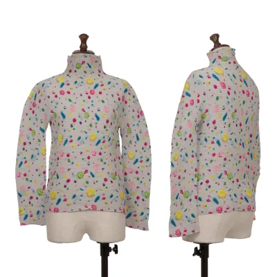 ISSEY MIYAKE me Colorful Print Stretch Pleats High-neck Top