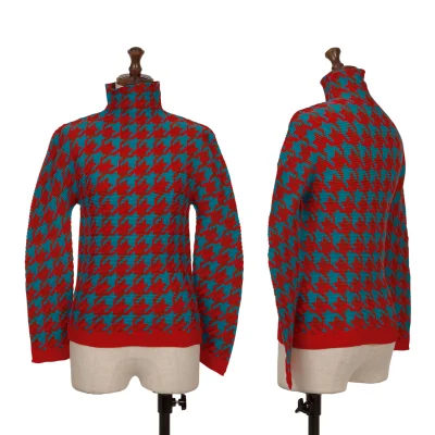 ISSEY MIYAKE me Houndstooth Print Stretch Pleats High-neck Top