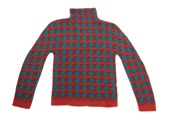 ISSEY MIYAKE me Houndstooth Print Stretch Pleats High-neck Top K-161763_002