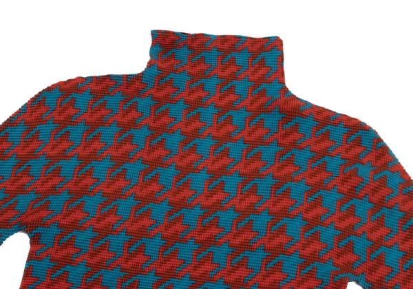 ISSEY MIYAKE me Houndstooth Print Stretch Pleats High-neck Top K-161763_003