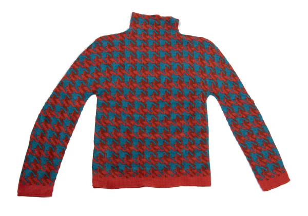 ISSEY MIYAKE me Houndstooth Print Stretch Pleats High-neck Top K-161763_009