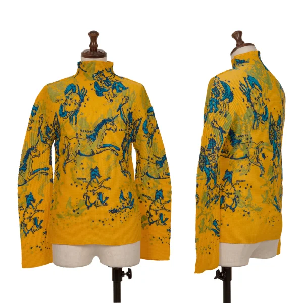 ISSEY MIYAKE me Constellation Print Stretch Pleats High-neck Top Yellow F K-161764_001