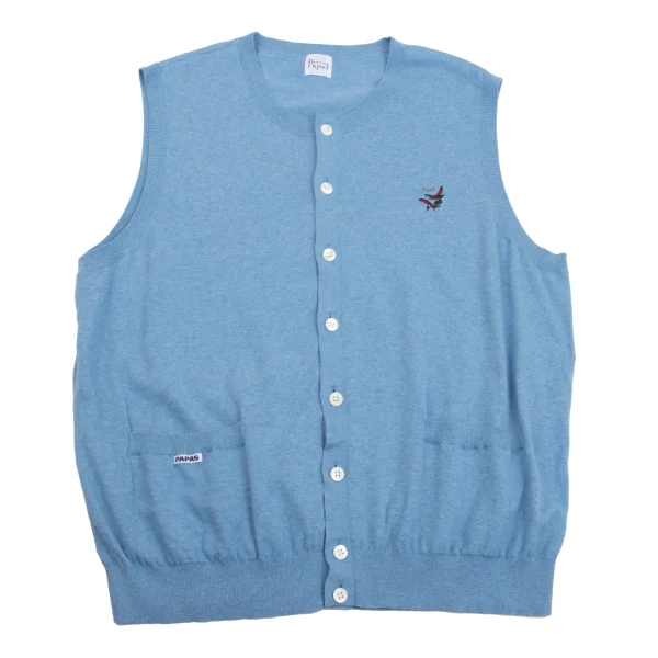 Papas Chili Pepper Embroidery Cotton Knit Vest Sky blue 52LL K-161768_001
