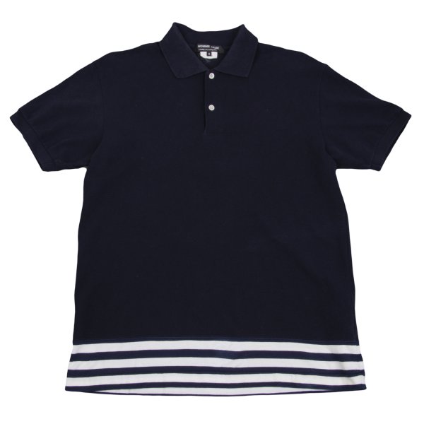 COMME des GARCONS HOMME DEUX Striped Hem Switching Polo Shirt Size