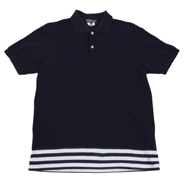 COMME des GARCONS HOMME DEUX Striped Hem Switching Polo Shirt Navy M K-161776_001