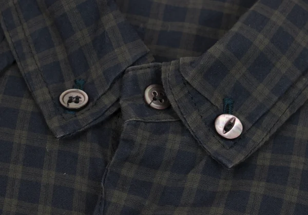 UNDERCOVER ISM Point Embroidery Outseam Design Check Button Down Shirt K-161780_005