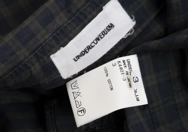 UNDERCOVER ISM Point Embroidery Outseam Design Check Button Down Shirt K-161780_016