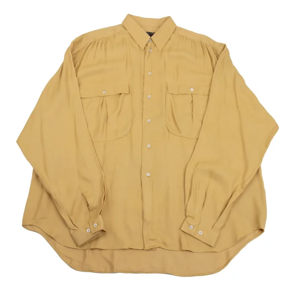 GIORGIO ARMANI Rayon Flap Pocket Long Sleeve Shirt Yellow 40 K-161784_001