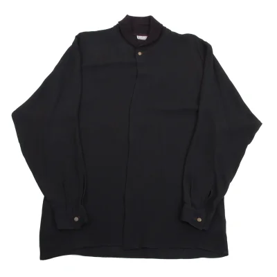 GIANNI VERSACE Silk Ribbed Shawl Collar Shirt