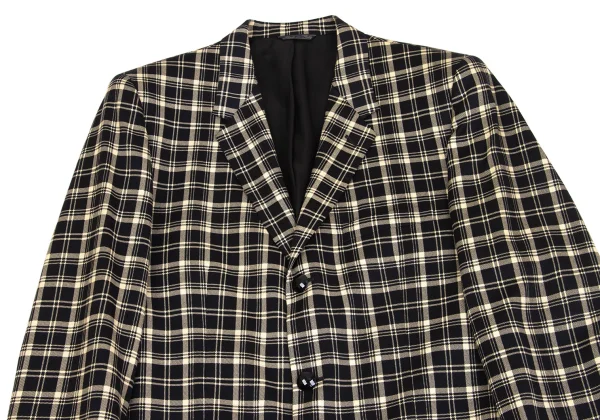 ジャンニヴェルサーチGIANNI VERSACE ウールチェック3Bジャケット ベージュ黒50 K-161791_002