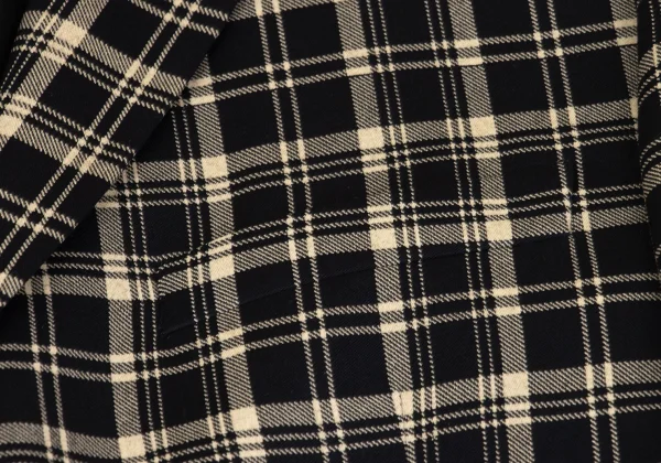 ジャンニヴェルサーチGIANNI VERSACE ウールチェック3Bジャケット ベージュ黒50 K-161791_003