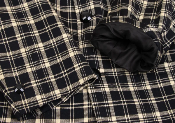 ジャンニヴェルサーチGIANNI VERSACE ウールチェック3Bジャケット ベージュ黒50 K-161791_005