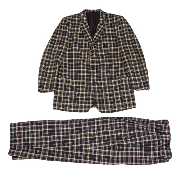 GIANNI VERSACE Wool Checker Jacket & Pants Beige,Black 50 K-161793_001