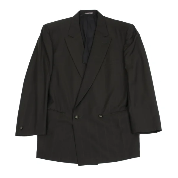 GIANNI VERSACE Wool Pinstripe Double Jacket Khaki 50 K-161795_001