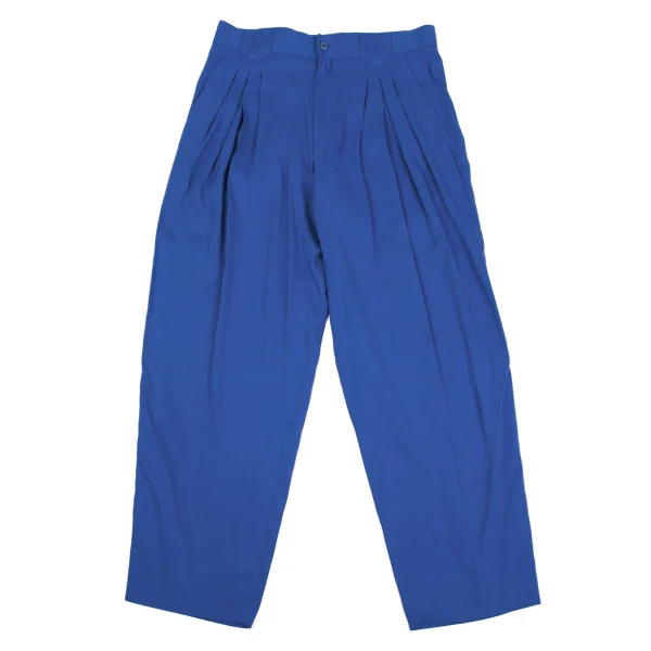 GIANNI VERSACE Silk Linen Three Tuck Pants Blue 50 K-161803_001
