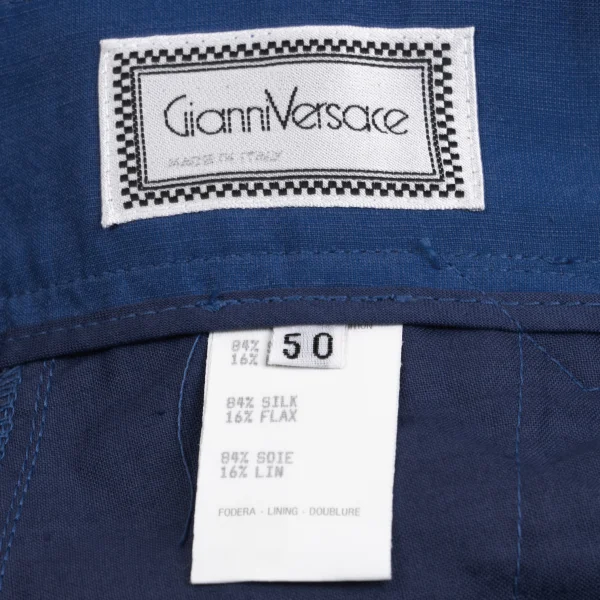 GIANNI VERSACE Silk Linen Three Tuck Pants K-161803_016