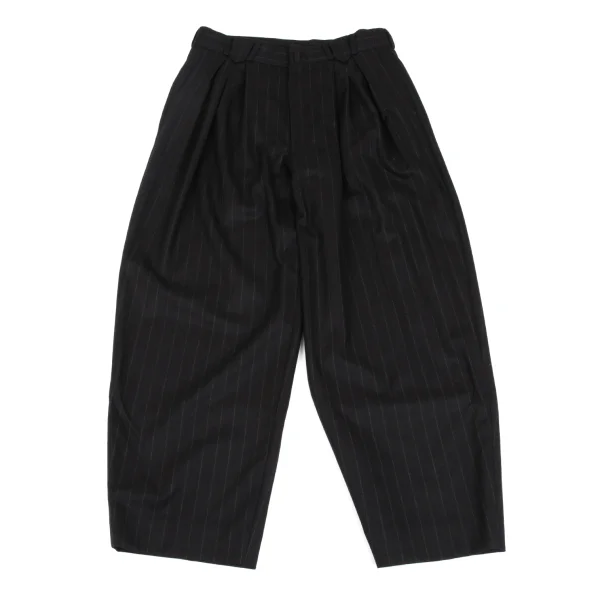 GIANNI VERSACE Wool Striped Three Tuck Pants Black,Green 48 K-161804_001