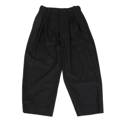 GIANNI VERSACE Wool Striped Three Tuck Pants