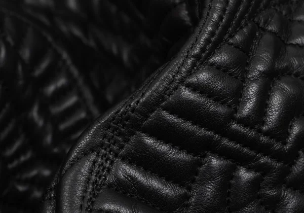 GIANNI VERSACE Leather Geometric Stitch Design Detachable Hooded Jacket K-161806_013