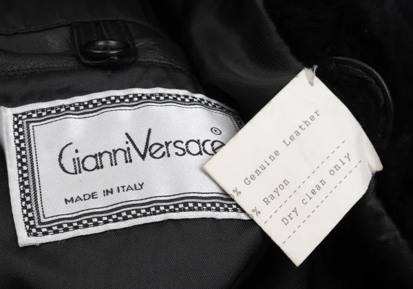 GIANNI VERSACE Leather Geometric Stitch Design Detachable Hooded Jacket K-161806_015