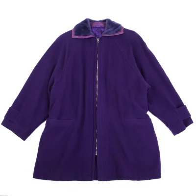 GIANNI VERSACE Cashmere Wool Lining Stitched Fur Collar Jacket
