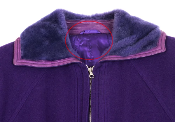 GIANNI VERSACE Cashmere Wool Lining Stitched Fur Collar Jacket K-161807_003