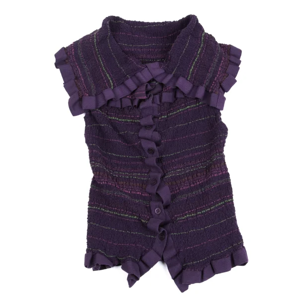 ISSEY MIYAKE me Stripe Printed Cauliflower Sleeveless Shirt K-161811_002