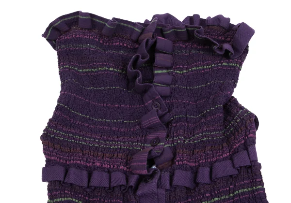 ISSEY MIYAKE me Stripe Printed Cauliflower Sleeveless Shirt K-161811_005