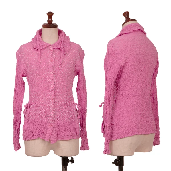 ISSEY MIYAKE me Dot Drawcord Design Cauliflower Shirt Pink,White Free K-161813_001