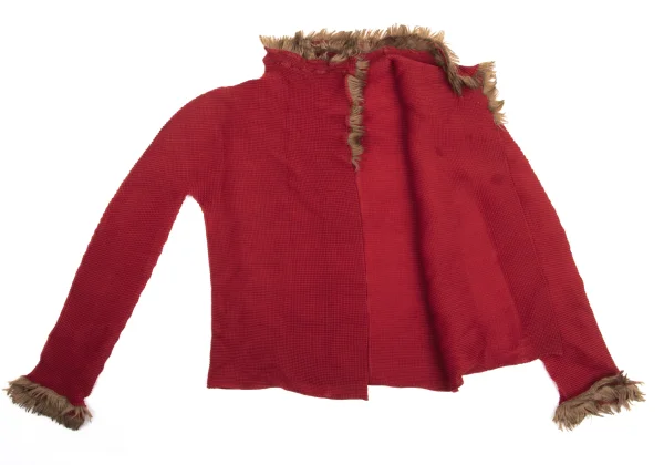 Unbranded Faux Fur Embellished Stretch Pleated Buttonless Cardigan K-161817_012