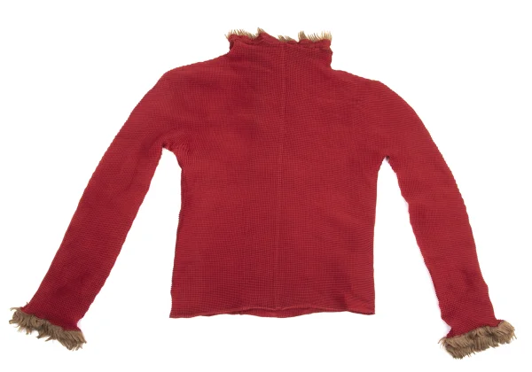 Unbranded Faux Fur Embellished Stretch Pleated Buttonless Cardigan K-161817_014