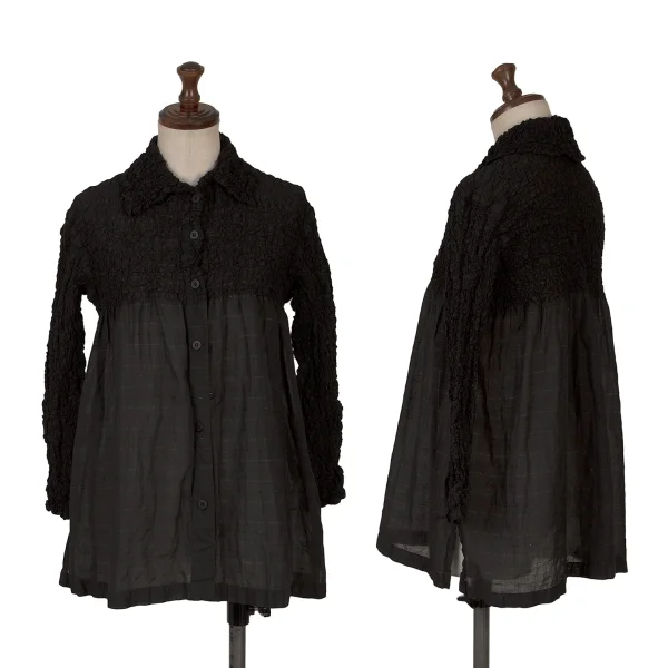 ISSEY MIYAKE me Lame Thread Cauliflower Switch Shirt Black Free K-161818_001