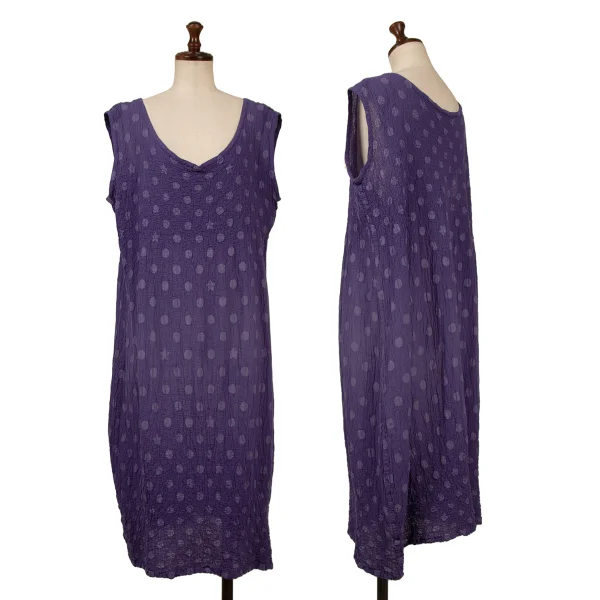 ISSEY MIYAKE me Dot Print Cauliflower Sleeveless Dress Purple F K-161823_001